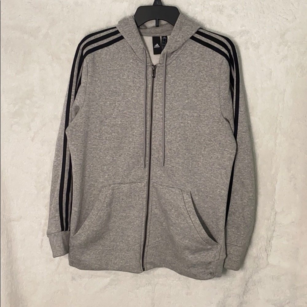 Mens Adidas zip up hoodie gray/black